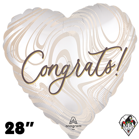 28 Inch Heart Marble Wedding Foil Balloon Anagram 1ct