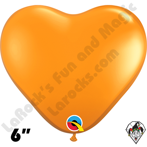 6 Inch Heart Jewel Mandarin Orange Balloon Qualatex 100ct