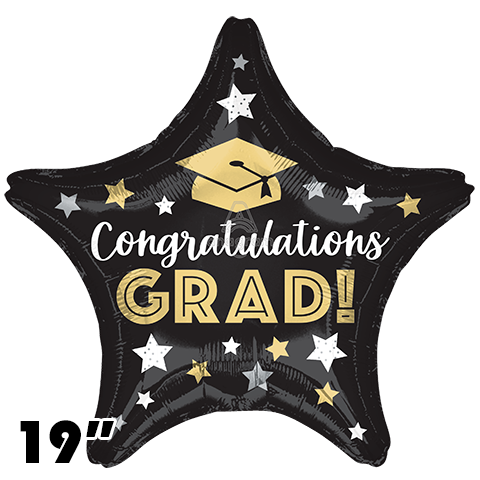 19 Inch Star Congratulations Grad Stars Foil Balloon Anagram 1ct