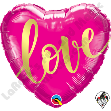 18 Inch Heart Love Gold Foil Balloon Qualatex 1ct