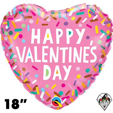 18 Inch Heart Valentine's Sprinkles Foil Balloon Qualatex 1ct