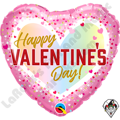 18 Inch Heart Valentine's Confetti Ombre Foil Balloon Qualatex 1ct