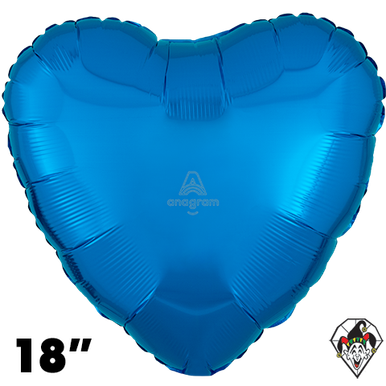 18 Inch Heart Metallic Blue Balloon Anagram 1ct