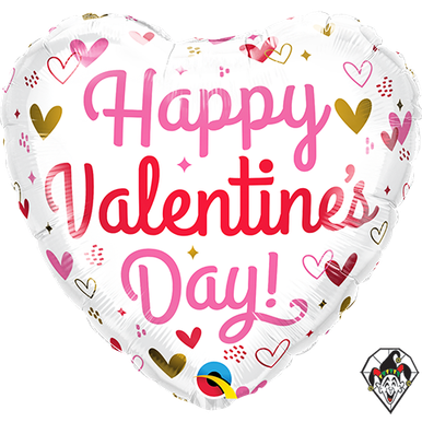 18 Inch Heart Valentine's Hearts & Speckles Foil Balloon Qualatex 1ct