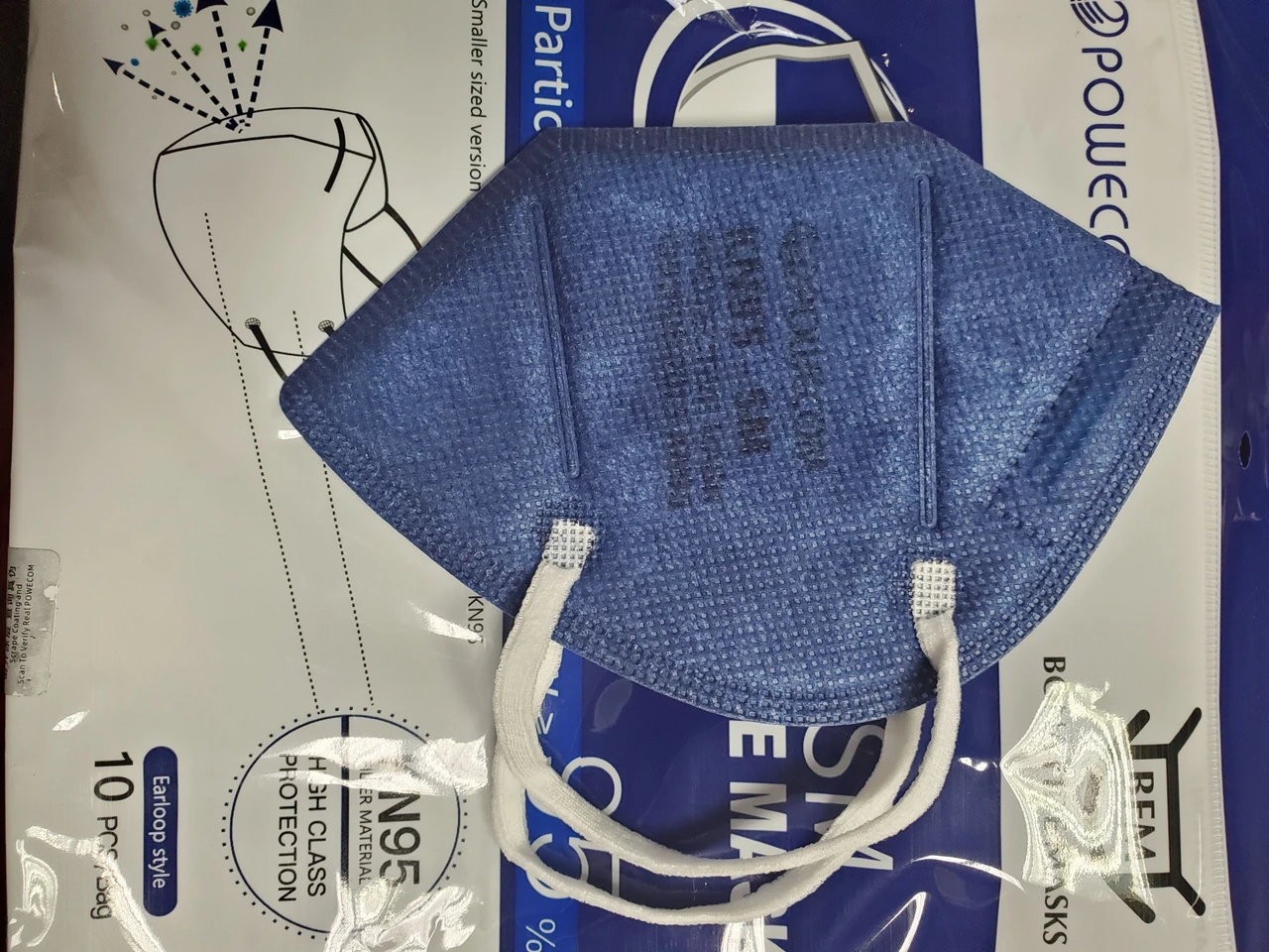 Childrens Denim Blue Powecom KN95 Face Mask | 10 per pack | Buy Online
