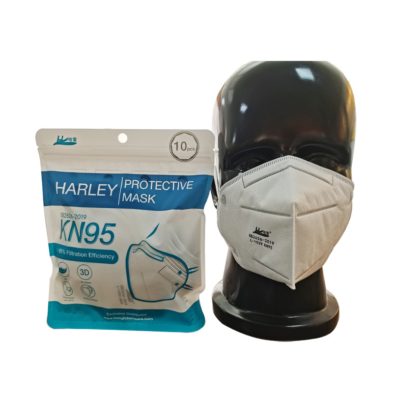 White Harley ® KN95 Respirator Face Mask - Ear Loop - 10 masks per