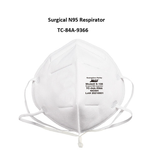 Close-up shot of the Harley S-108 N95 respirator's filter material and cup-shaped design.
