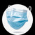 A close-up of a disposable blue 3-ply face mask