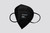 A close-up of a black Powecom KN95 face mask showing the multi-layer construction and adjustable nose clip.