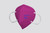 Close-up of a pink Powecom KN95 mask, highlighting the breathable material and secure fit.