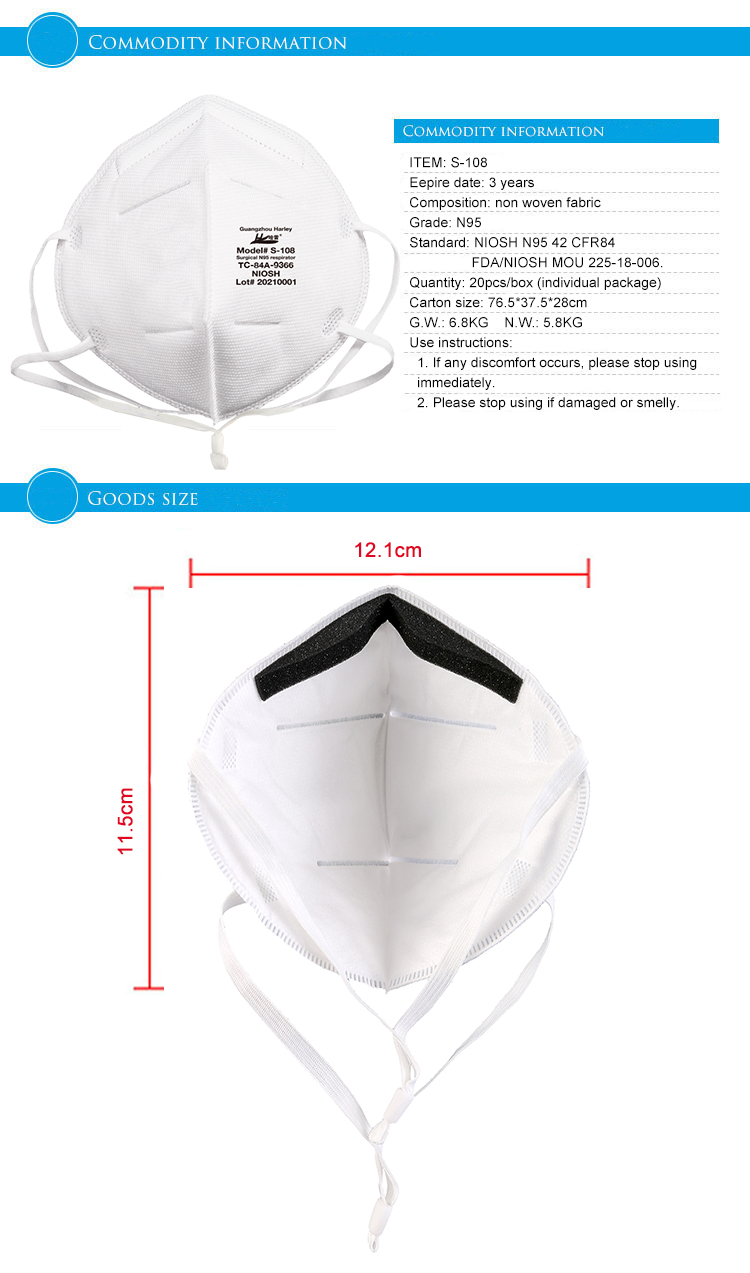 health専用 Harley N95 Model L-188 Respirator Mask | NIOSH TC-84A-6973