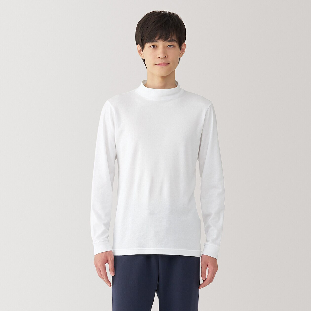 white mock neck long sleeve top