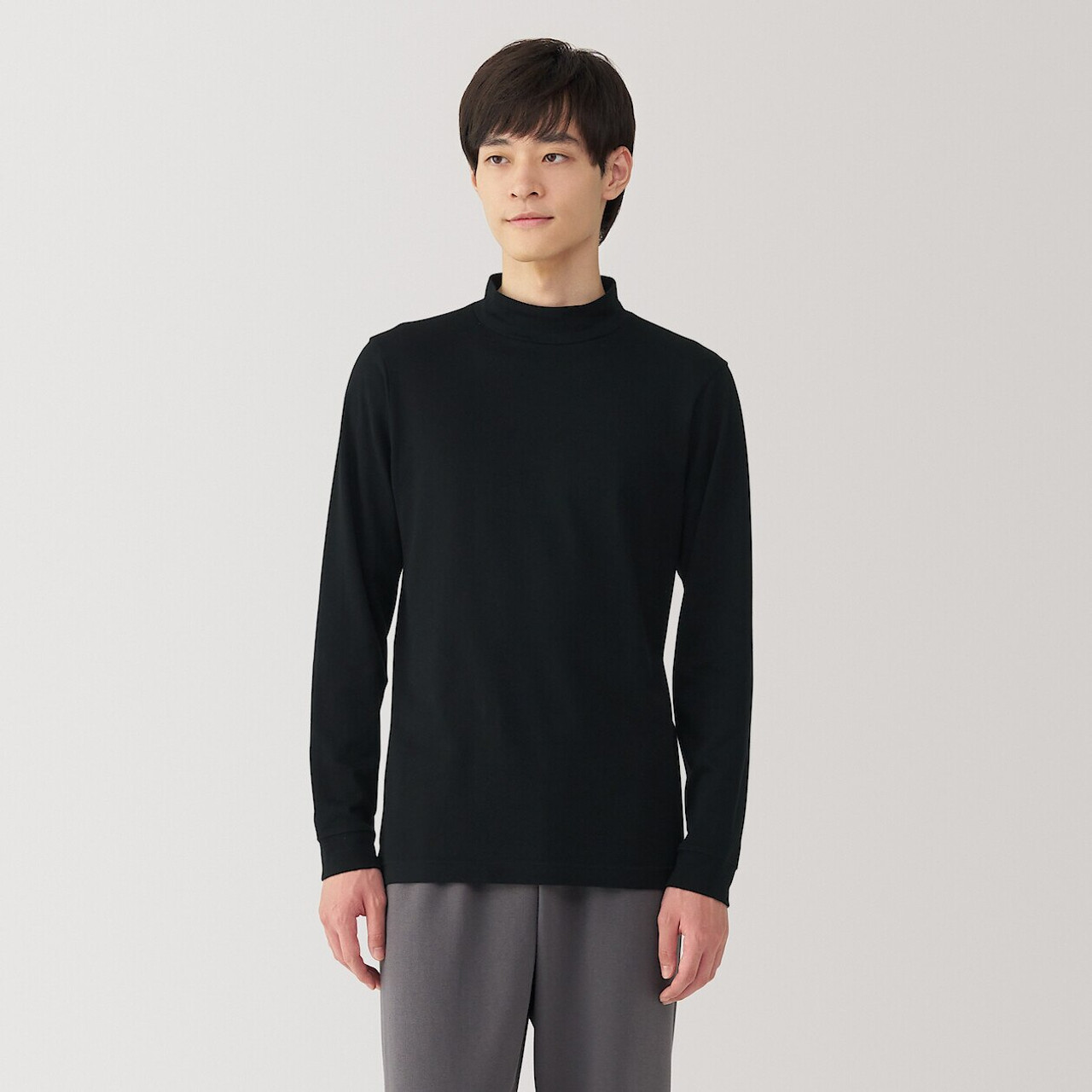 【お買い得!】 Long Neck Mock Cotton Thick Men's Sleeve MUJI | T‐shirt Clothing