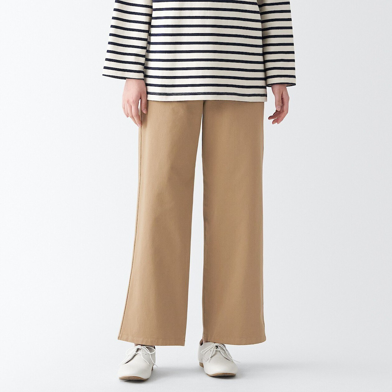 Women's 4‐Way Stretch Wide Leg Chino Trousers | MUJI