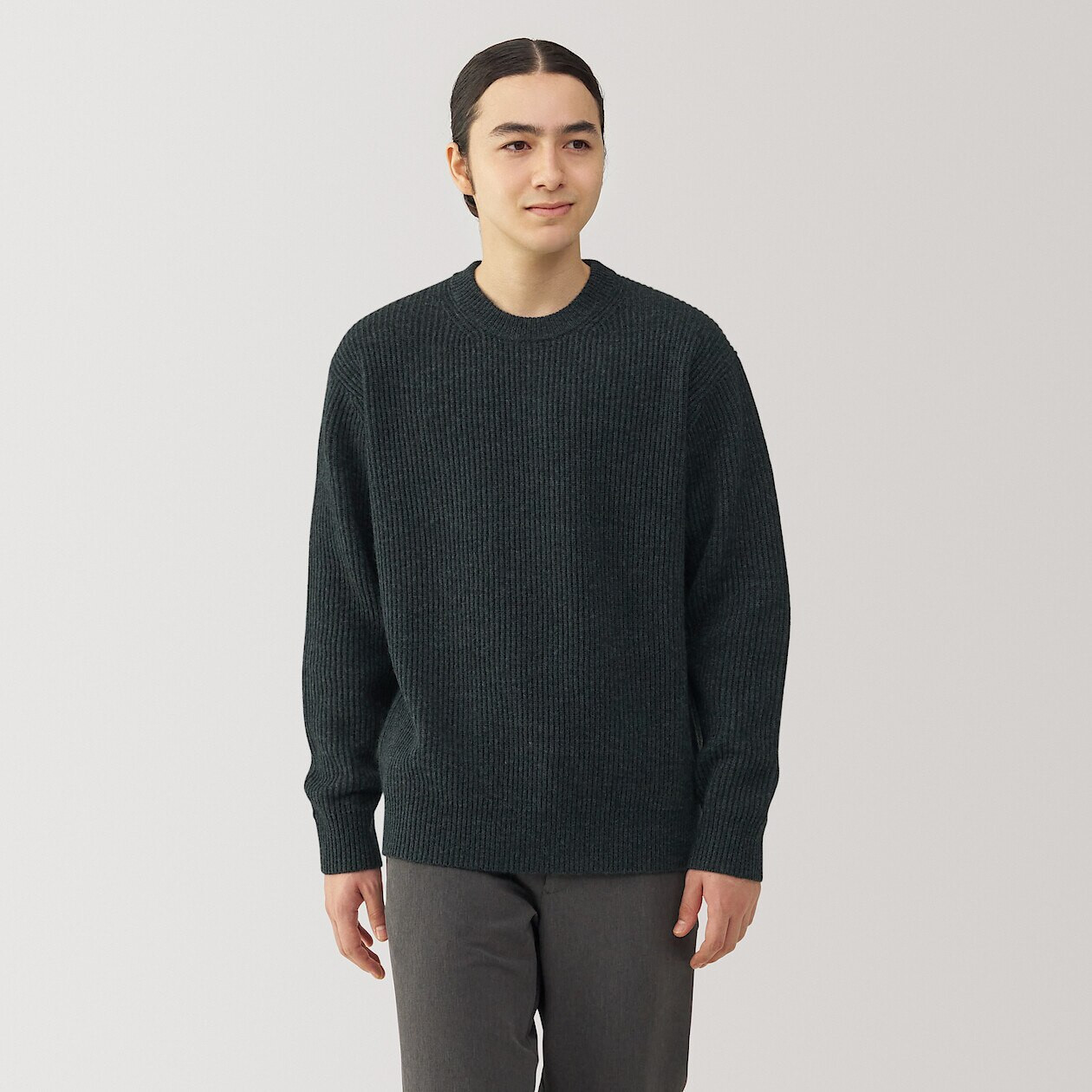 Men's Yak Wool Blend Rib Crew Neck Jumper MUJI