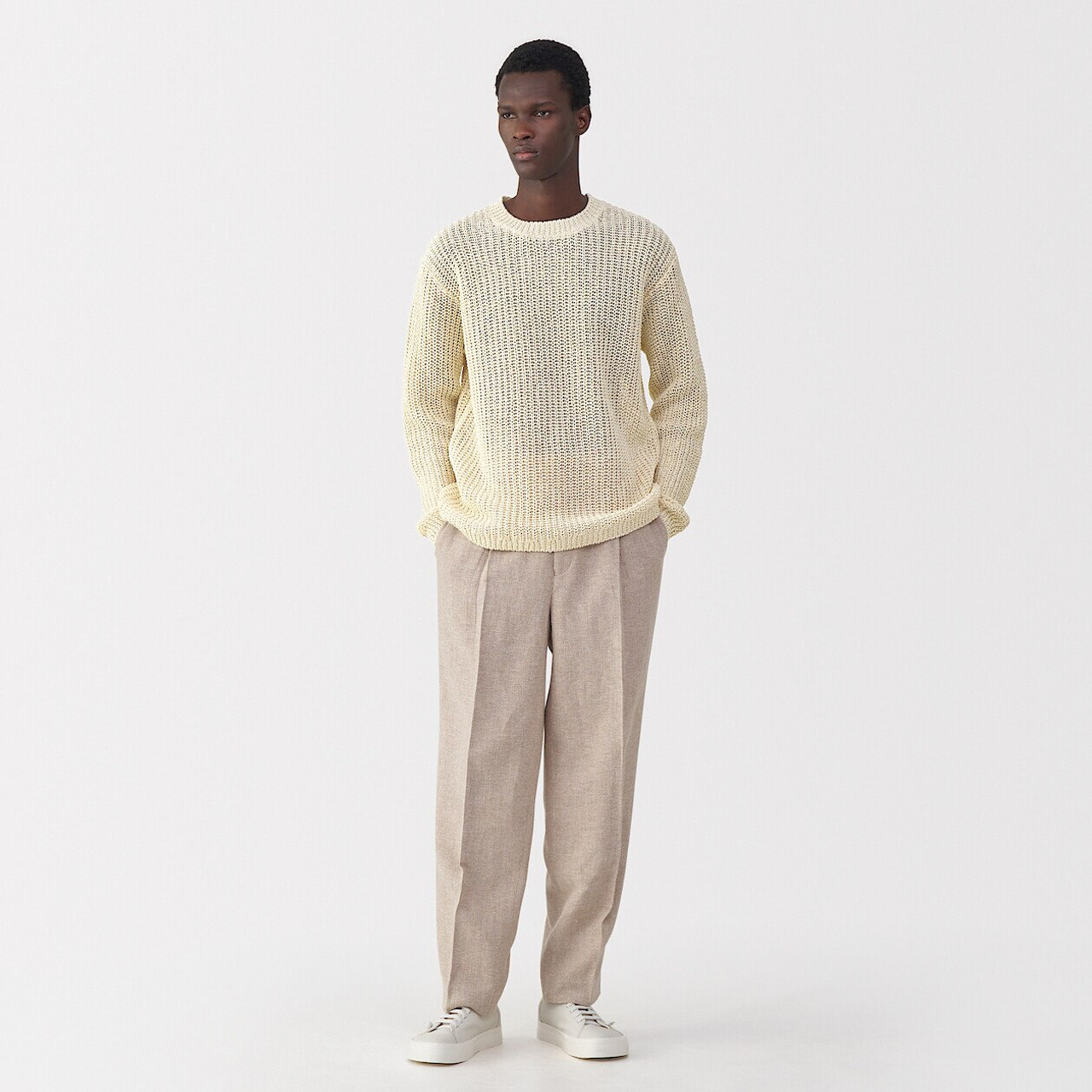 【DEARMINE】Bulky Cotton Knit Sweatshirt Men's Cotton Chunky Knit Jumper | MUJI