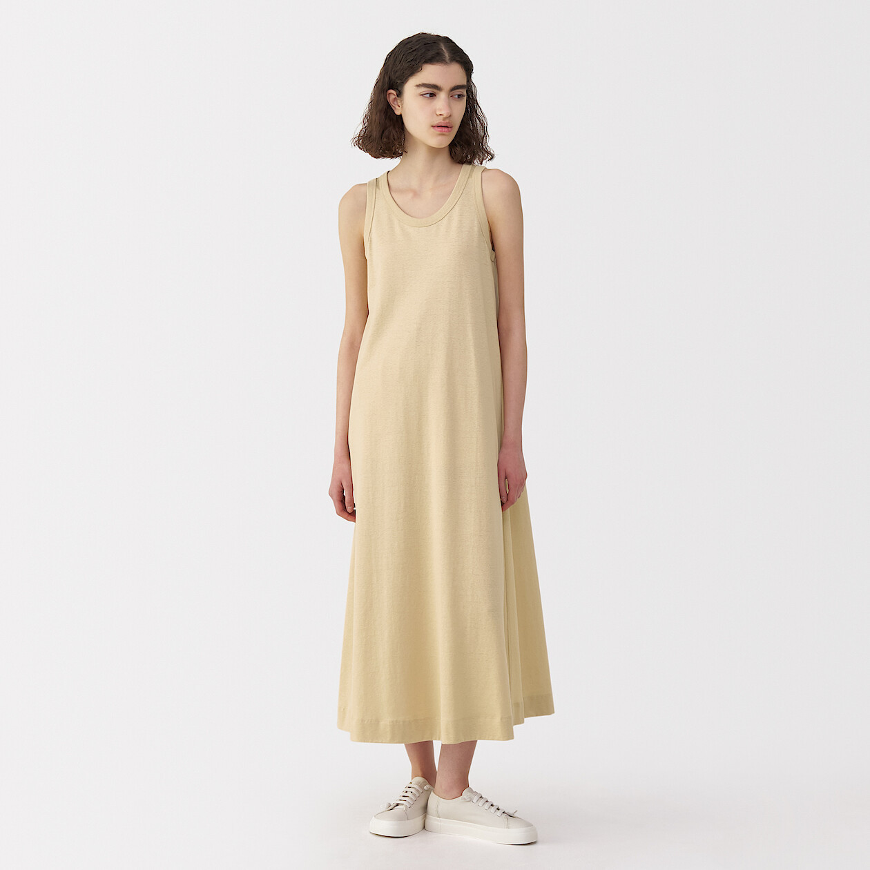 Women's Linen and Cotton Sleeveless Dress | MUJI Women's Linen and Cotton Sleeveless Dress | MUJI