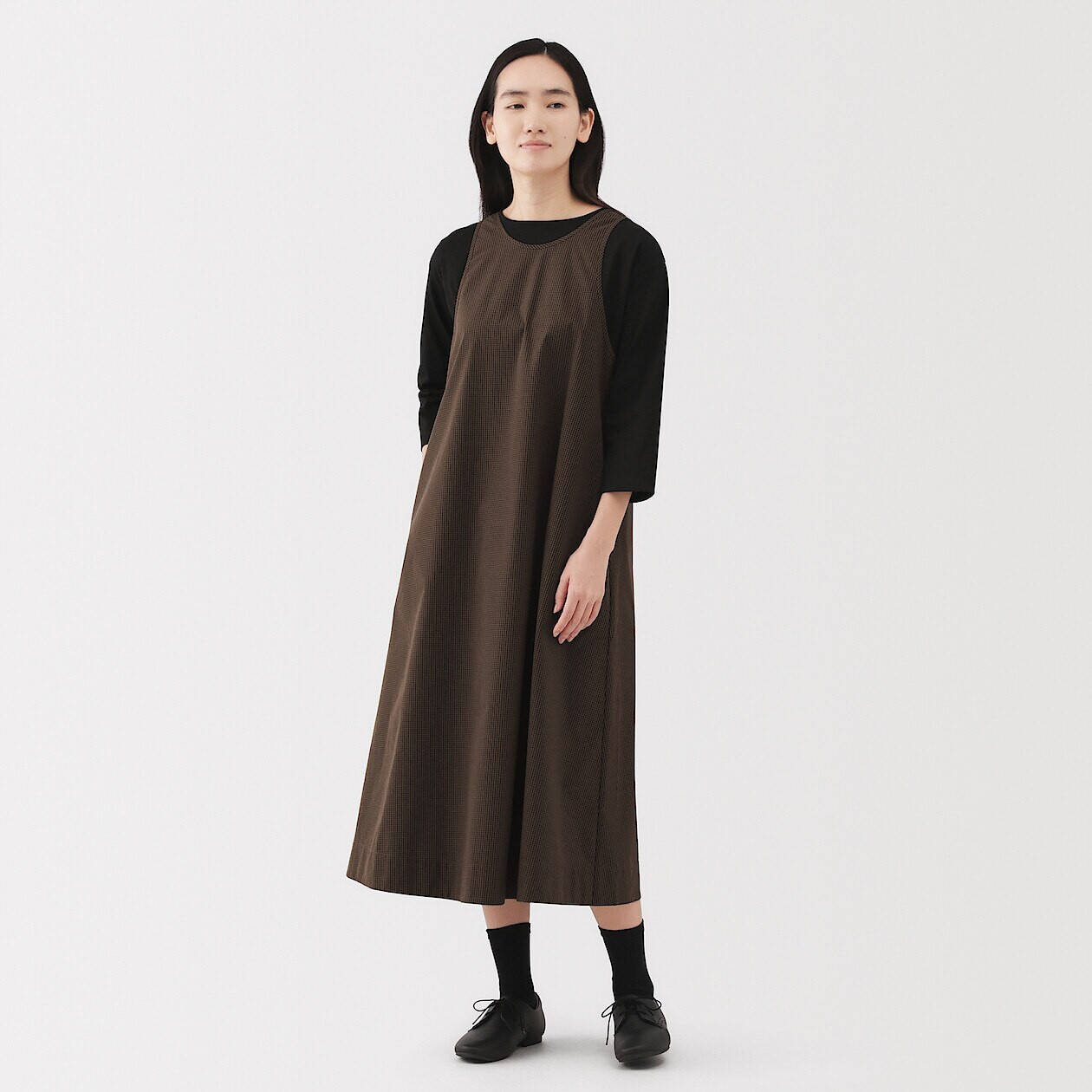 Women's Quick Dry Broad Cotton Sleeveless A‐line Dress MUJI