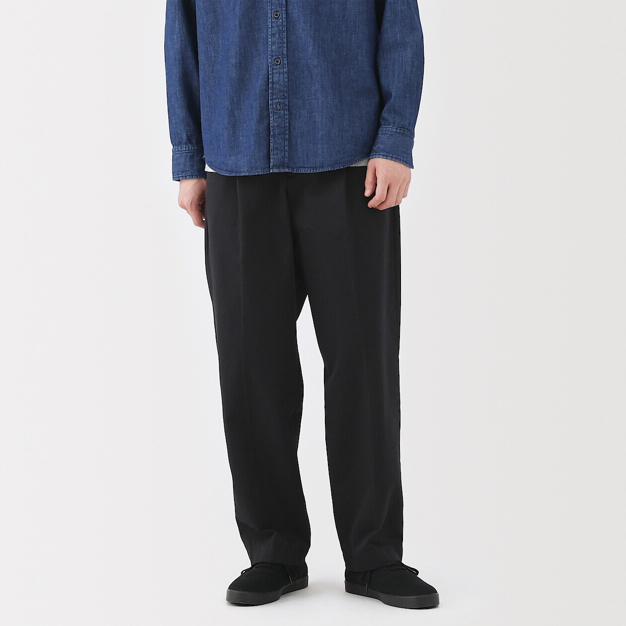 Men's Pleat Front Wide Leg Chinos MUJI