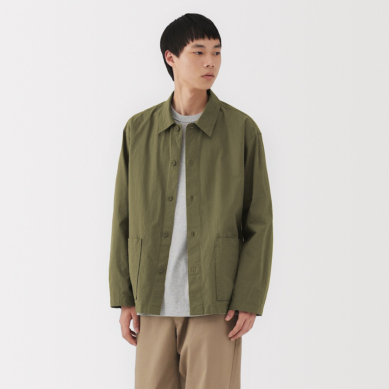 Men's Washed Broad Cotton Shirt Jacket MUJI