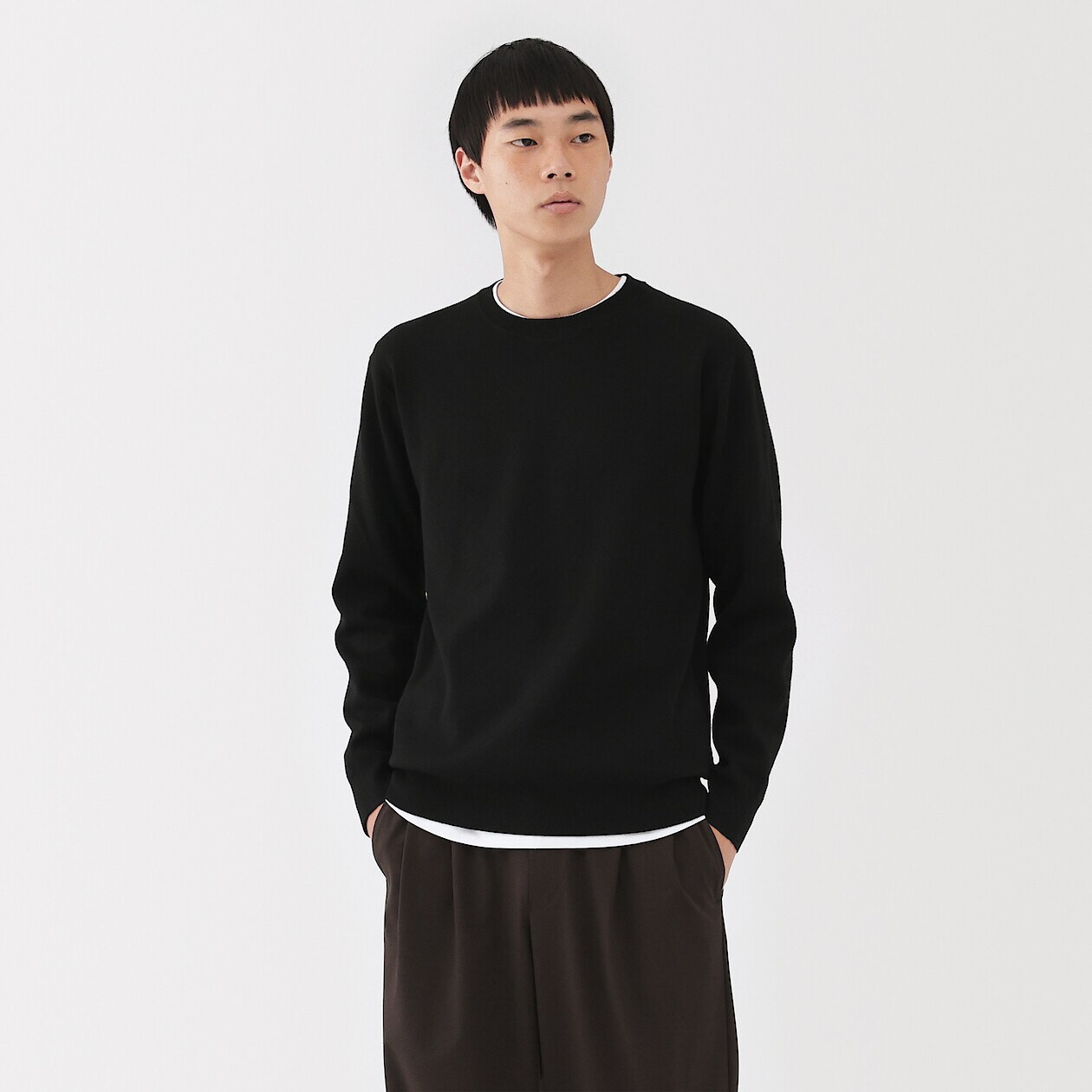 Men's Milano Rib Crew Neck Jumper | MUJI
