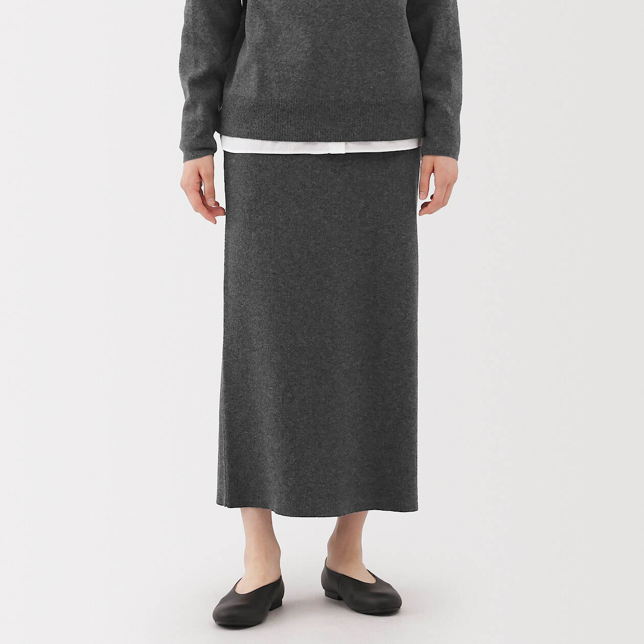 Women's Milano Rib Knitted Skirt | MUJI