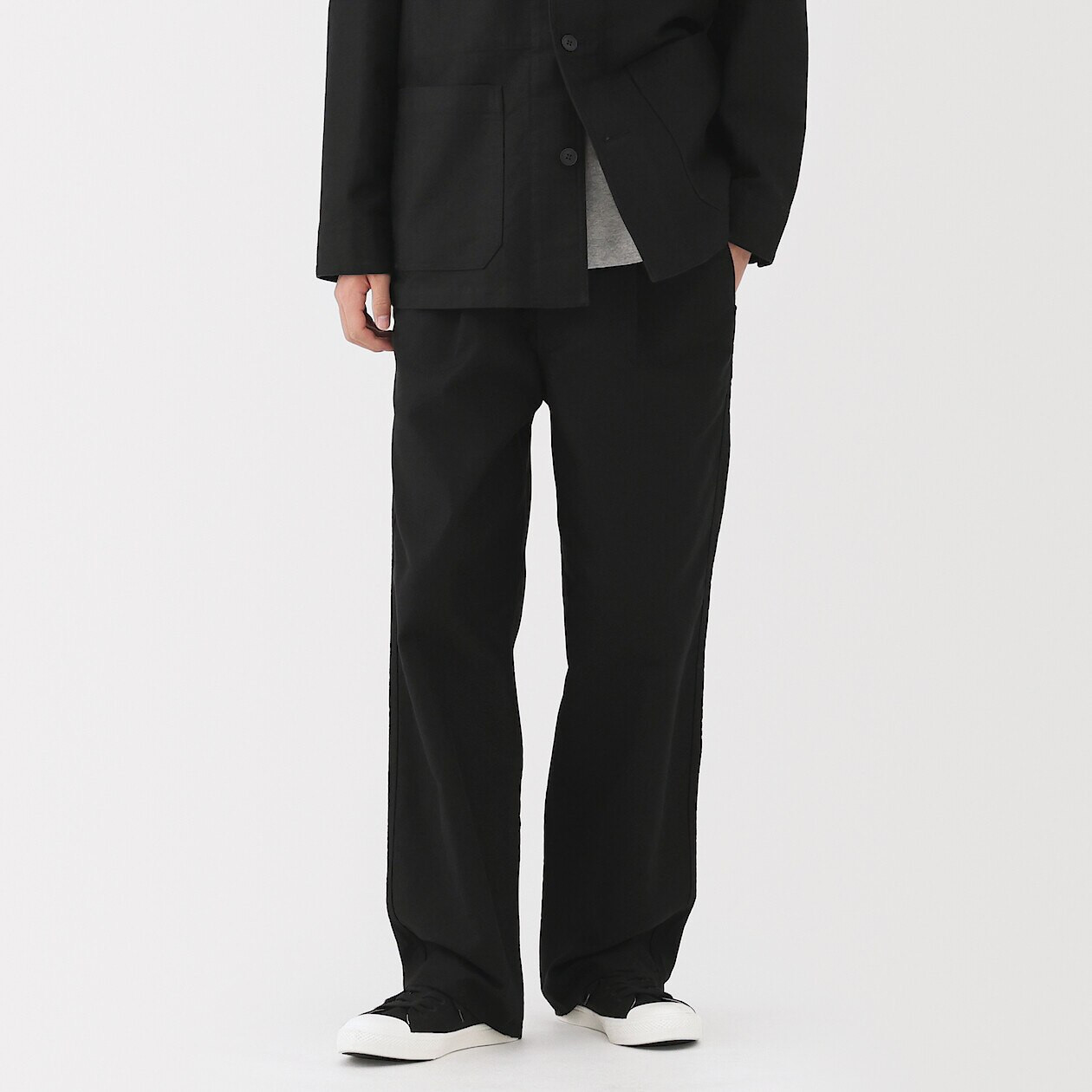 Men's Kapok Blend Moleskin Wide Leg Trousers | MUJI