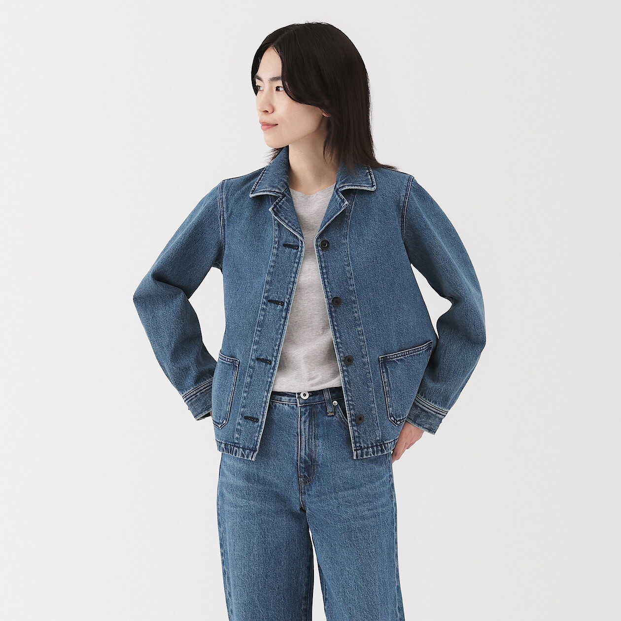 Women's Kapok Blend Denim Chore Jacket | MUJI
