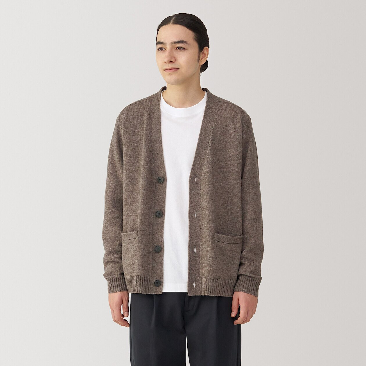ニット/セーター ARGUE YAK WOOL BLEND MOCA BROWN Men's Yak Wool Blend V Neck Cardigan | MUJI