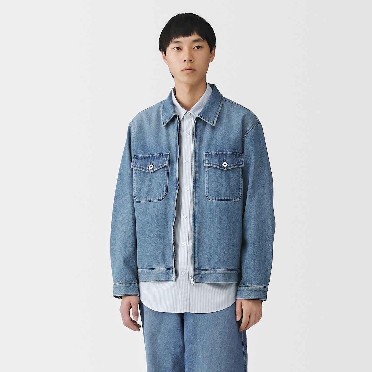 Men's Kapok Blend Denim Pocket Jacket | MUJI