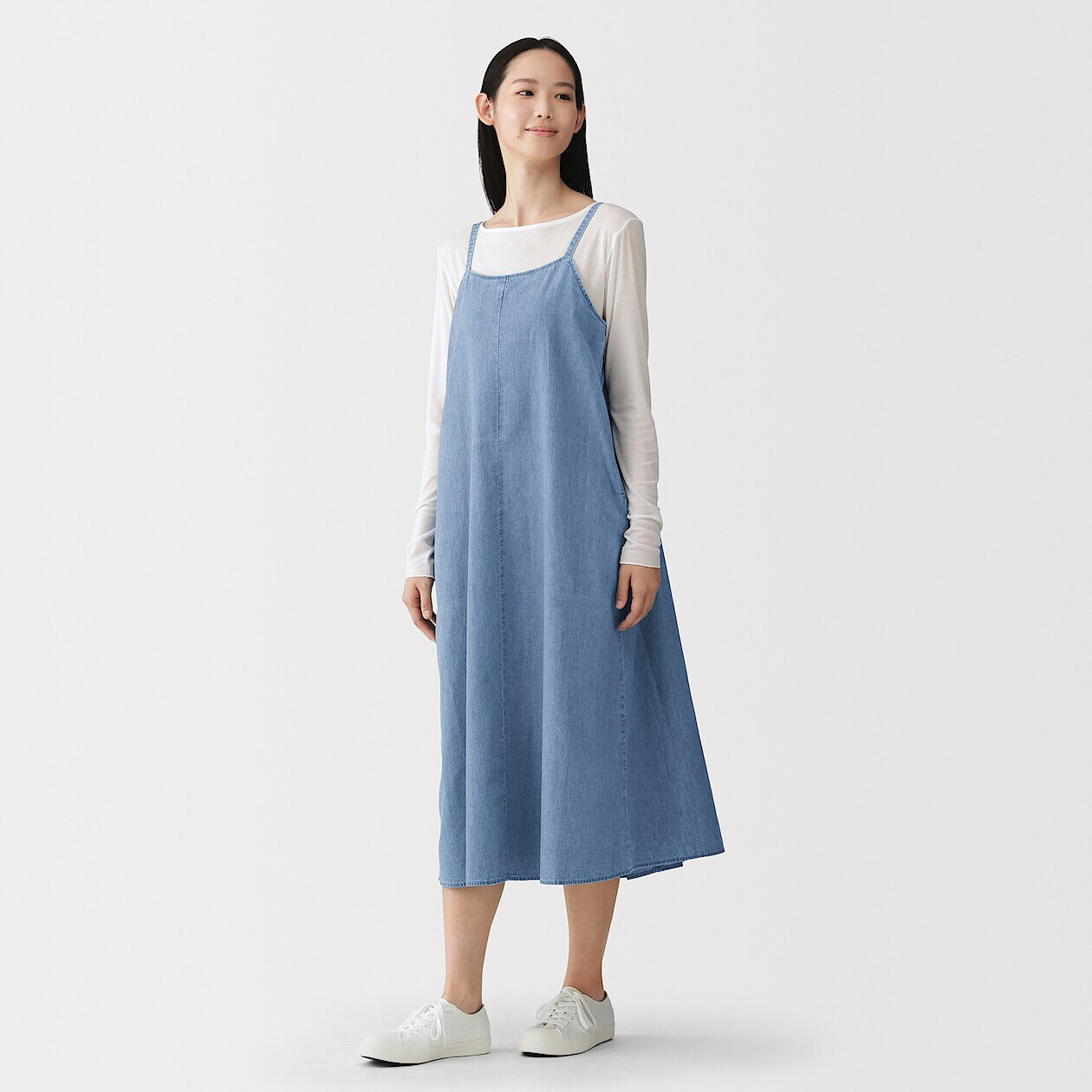 SHIROMA☆BLUE☆PRISM dress camisole Women's Kapok Blend Denim Lightweight Camisole Dress | MUJI