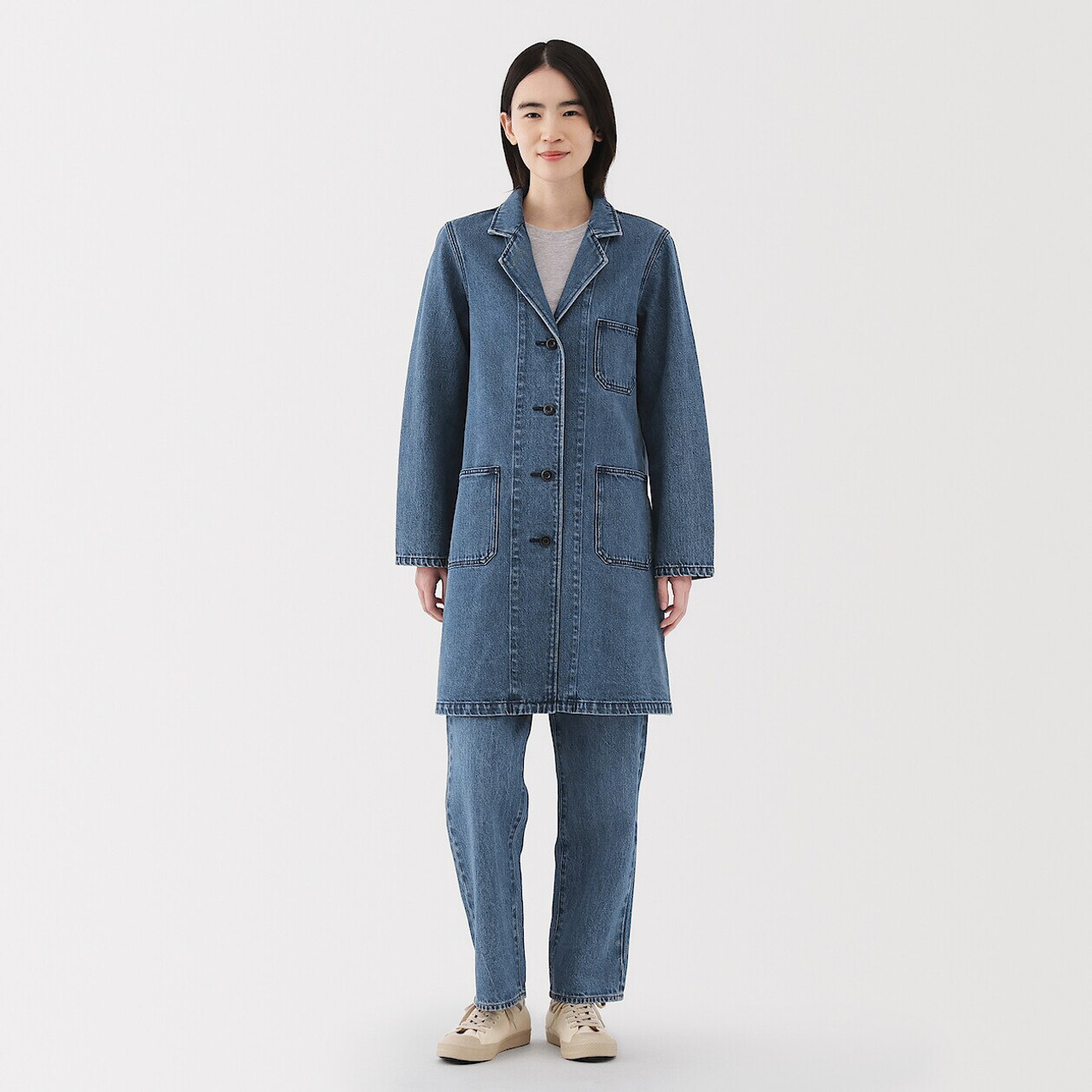 Women's Kapok Blend Denim Coat | MUJI
