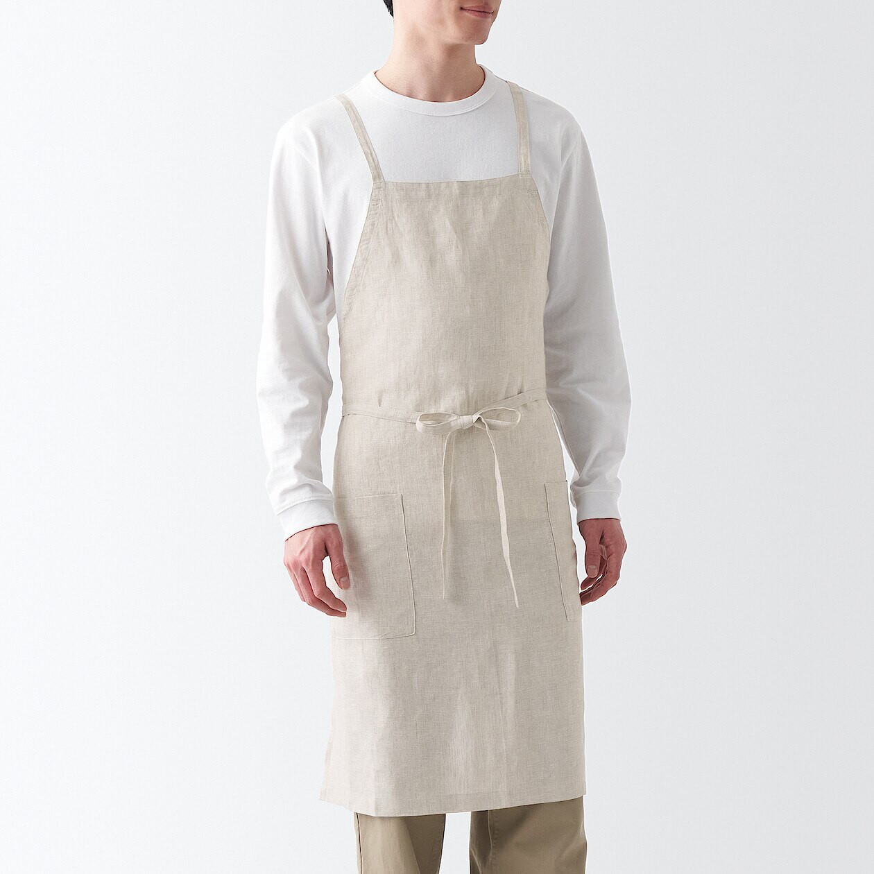 Cross Back Linen Kitchen Apron | MUJI