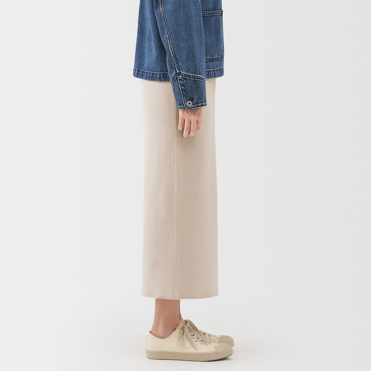 Women's Milano Rib Knitted Skirt | MUJI