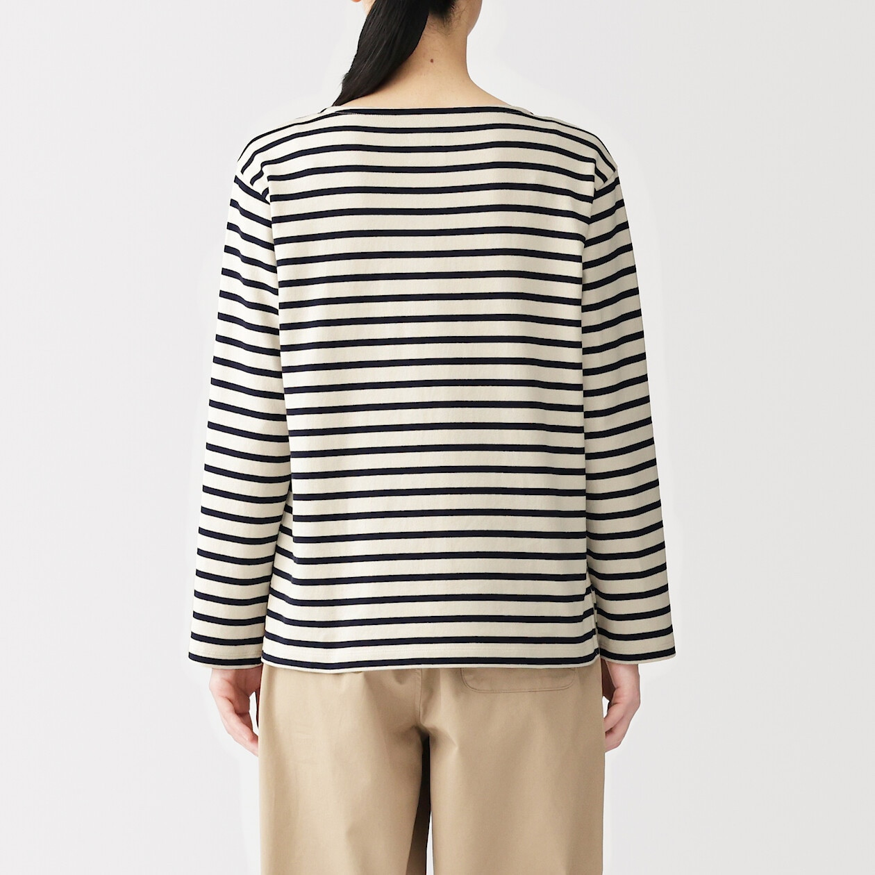 Women's Thick Cotton Boat Neck Long Sleeve T‐shirt | MUJI