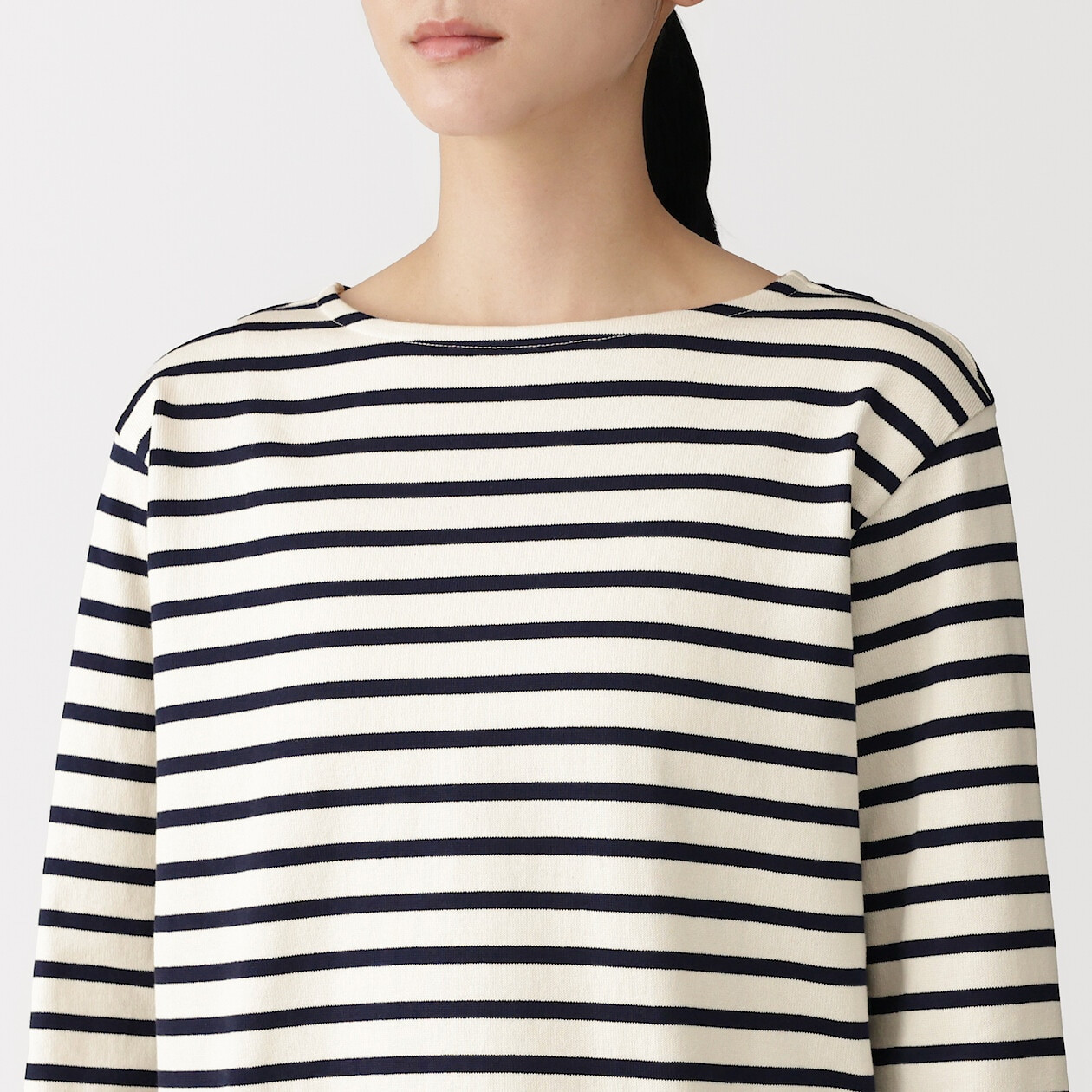 Women's Thick Cotton Boat Neck Long Sleeve T‐shirt | MUJI