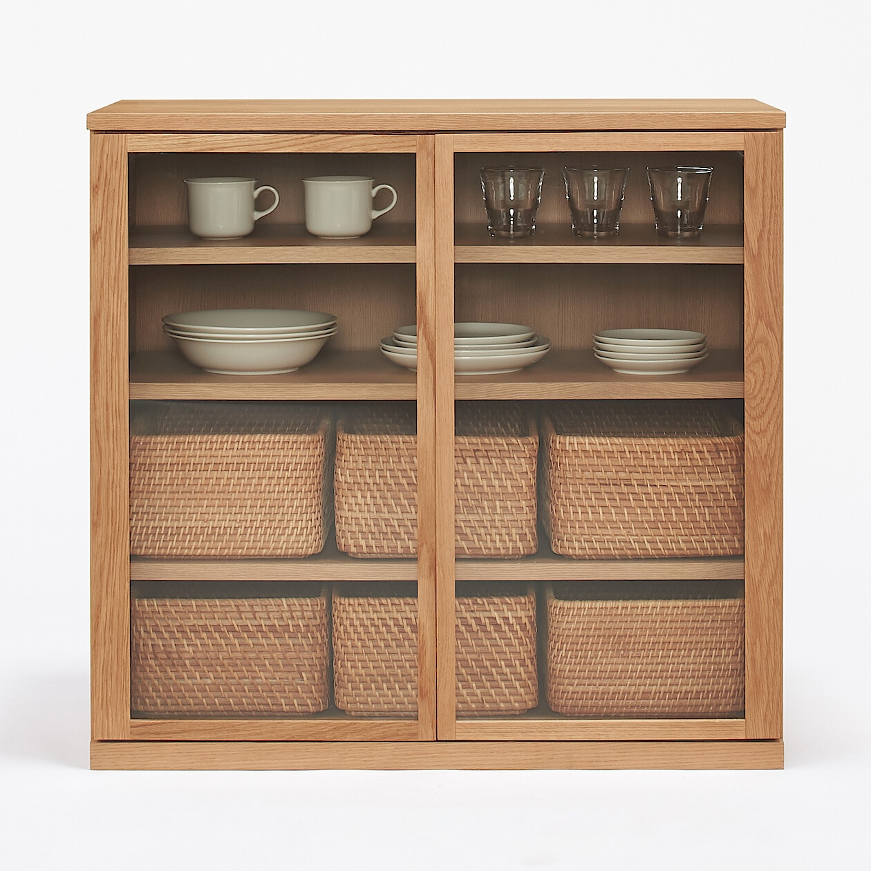 Oak Cabinet with Glass Doors | MUJI