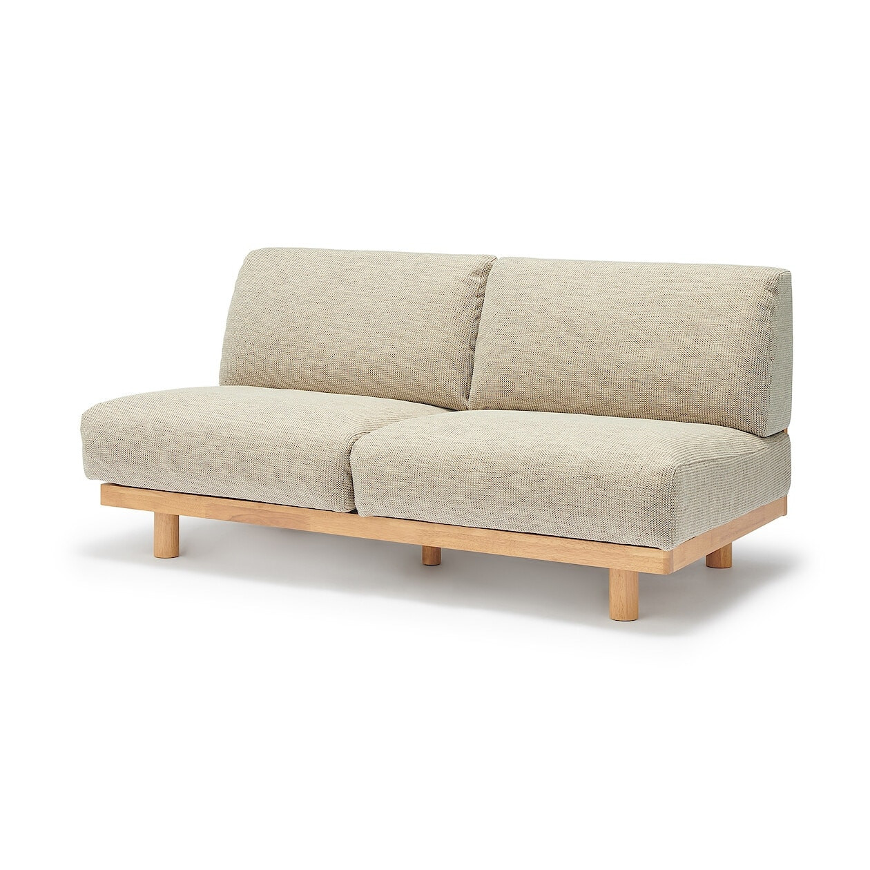 2 Seater Woven Polyester Armless Sofa - Beige | MUJI