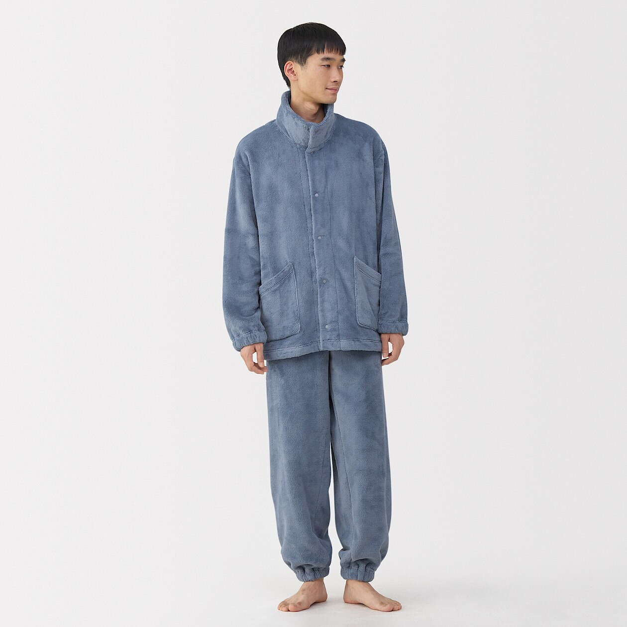 Men's Plush Fleece Long Sleeve Pyjama Set | MUJI