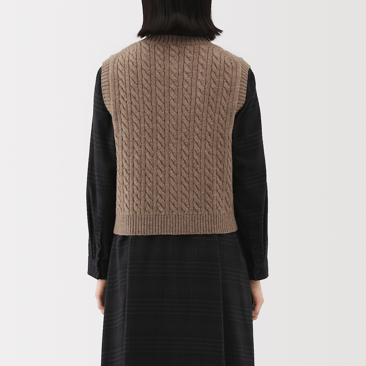 Women's Andean Wool Blend Cable Knit Vest | MUJI
