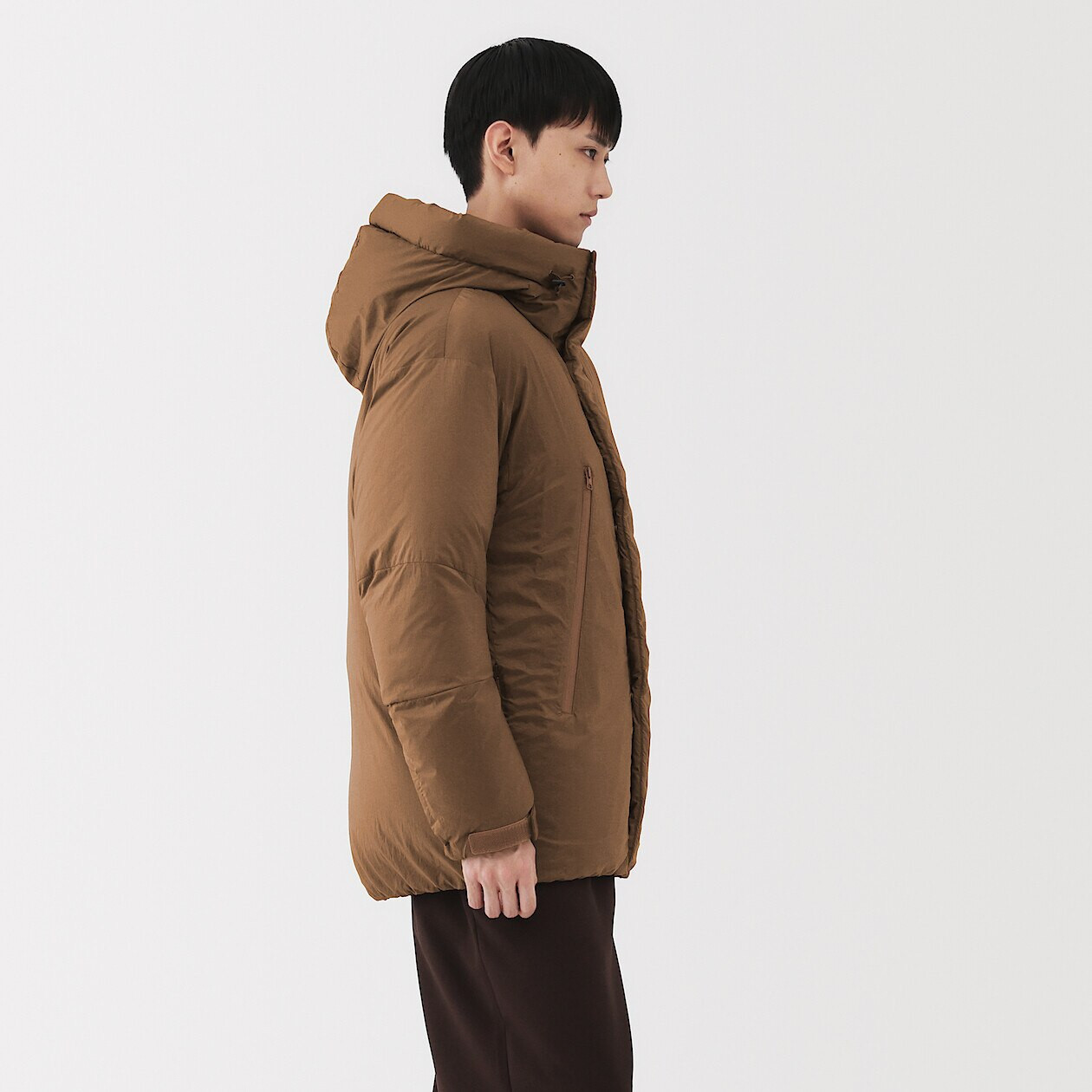 Men's Down Hooded Jacket – Mocha Brown | MUJI