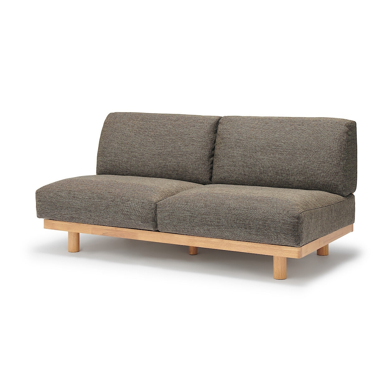 2 Seater Woven Polyester Armless Sofa - Brown | MUJI