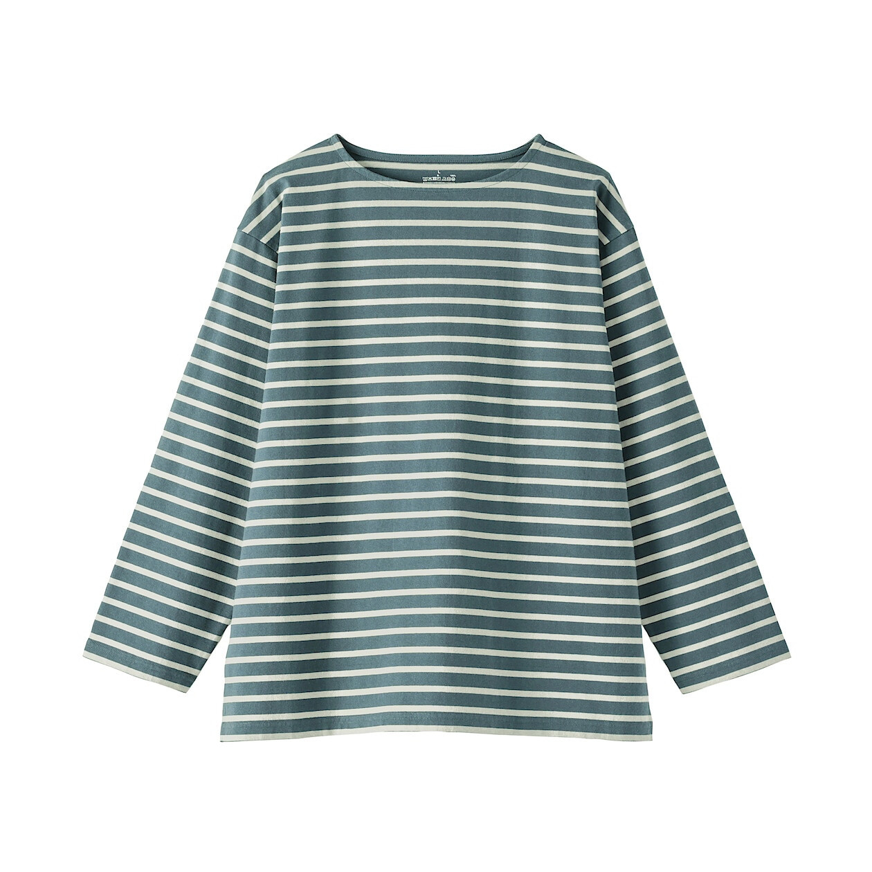 Men's Washed Thick Cotton Boat Neck Long Sleeve T-shirt | MUJI