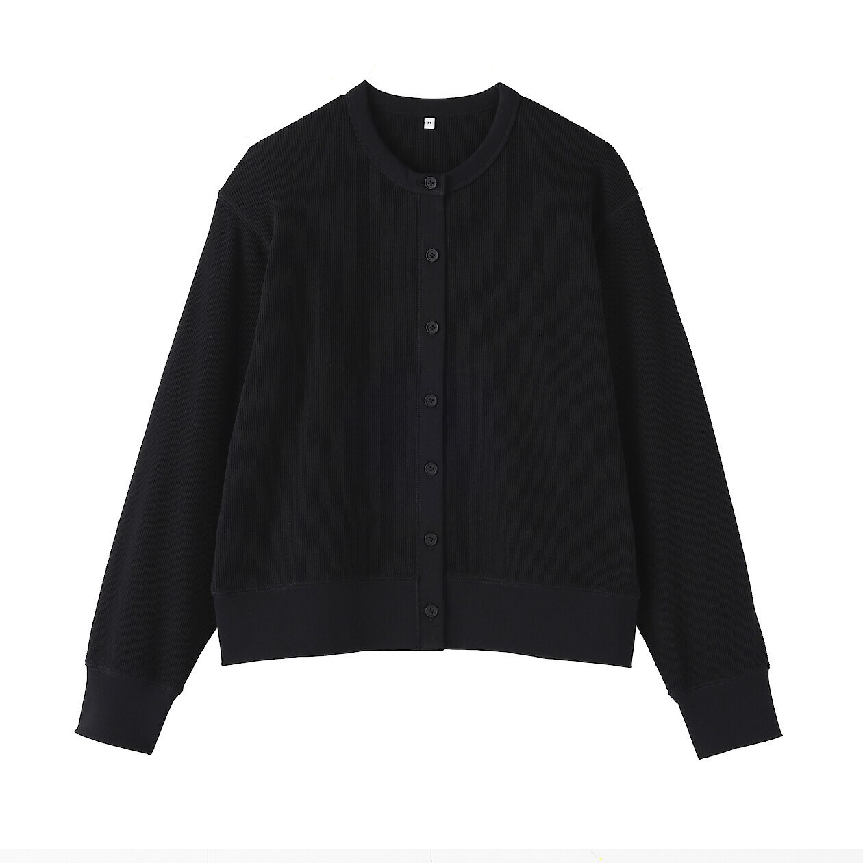 Women's Cotton Waffle Knitted Crew Neck Cardigan | MUJI