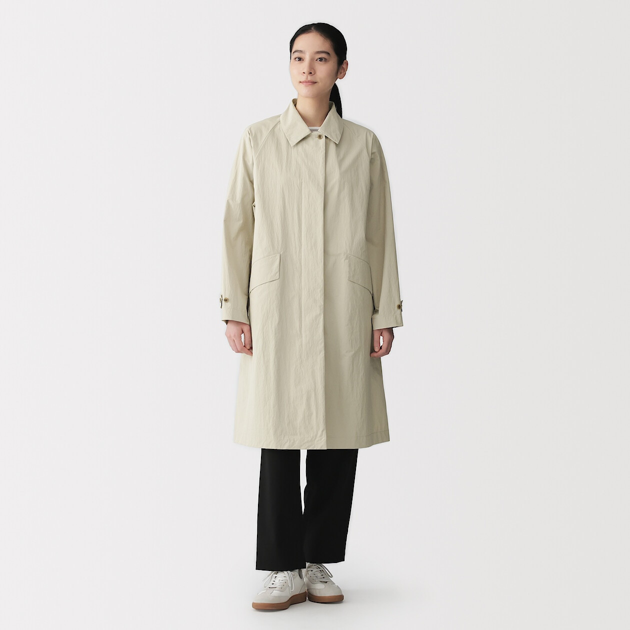 【新品未使用】stand collar midi coat (ivory) Women's Water-Repellent Stand Collar Coat | MUJI