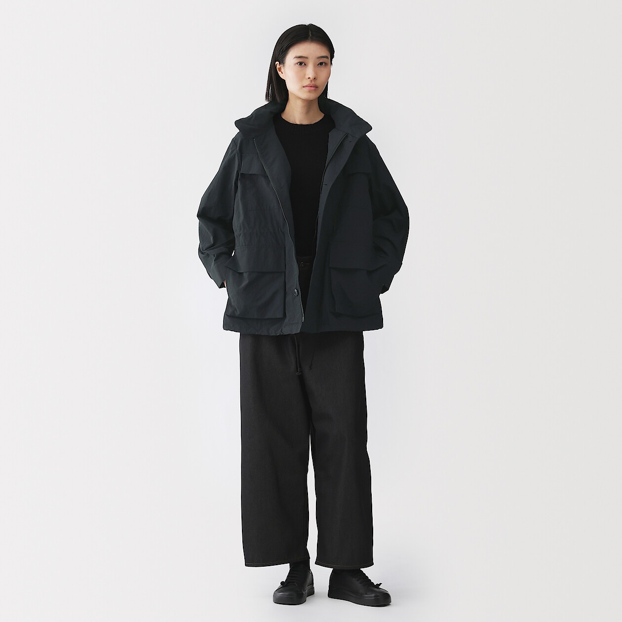 SUPPLEX® NYLON UTILITY JACKET Black L Women's Nylon Utility Jacket with Natural Dye | MUJI