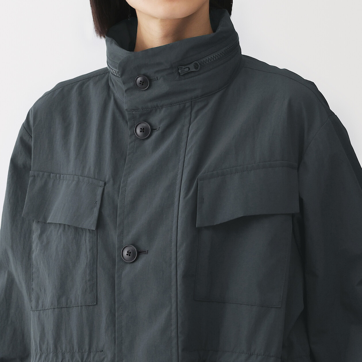 Women's Nylon Utility Jacket with Natural Dye | MUJI