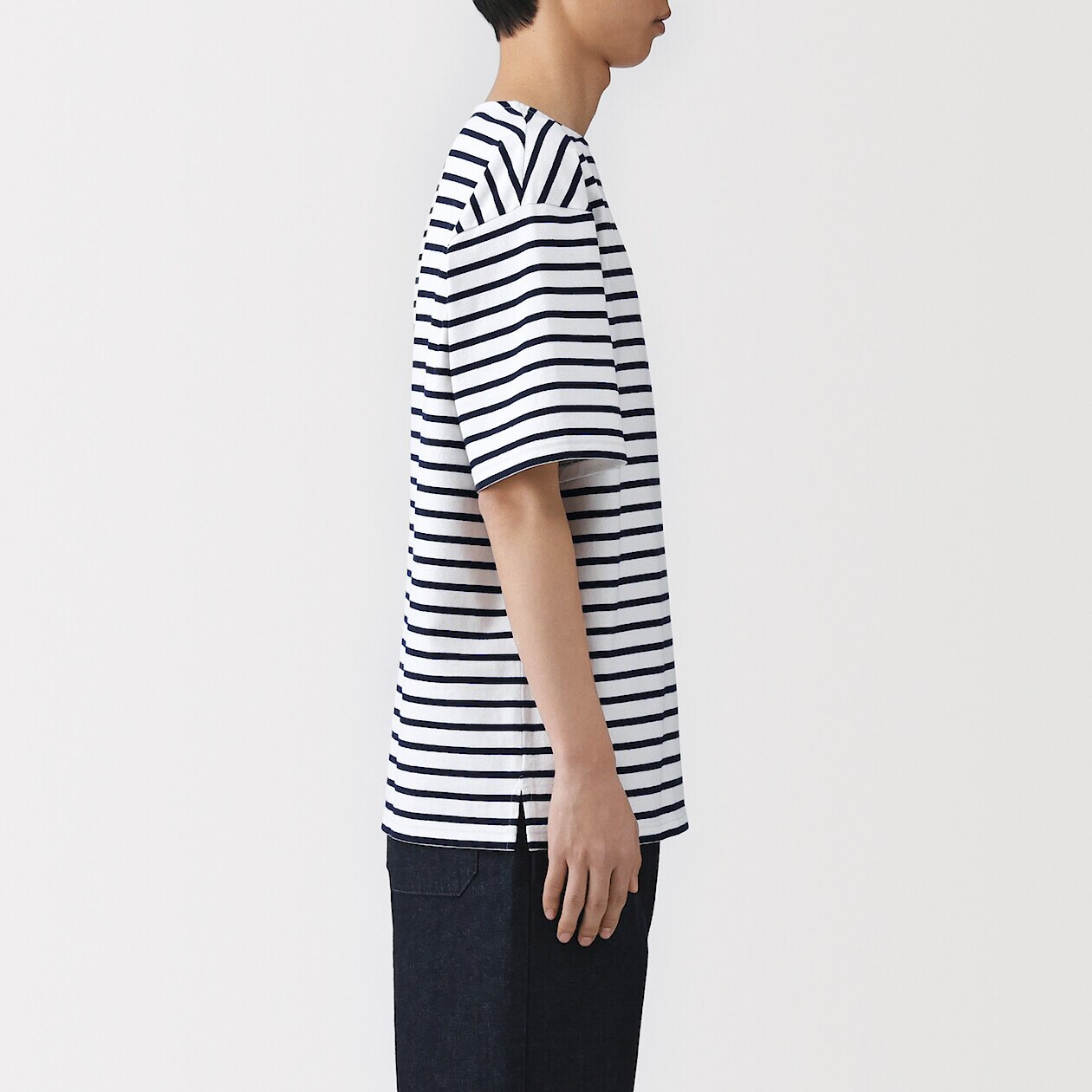 Men's Washed Thick Cotton Boat Neck T-shirt | MUJI