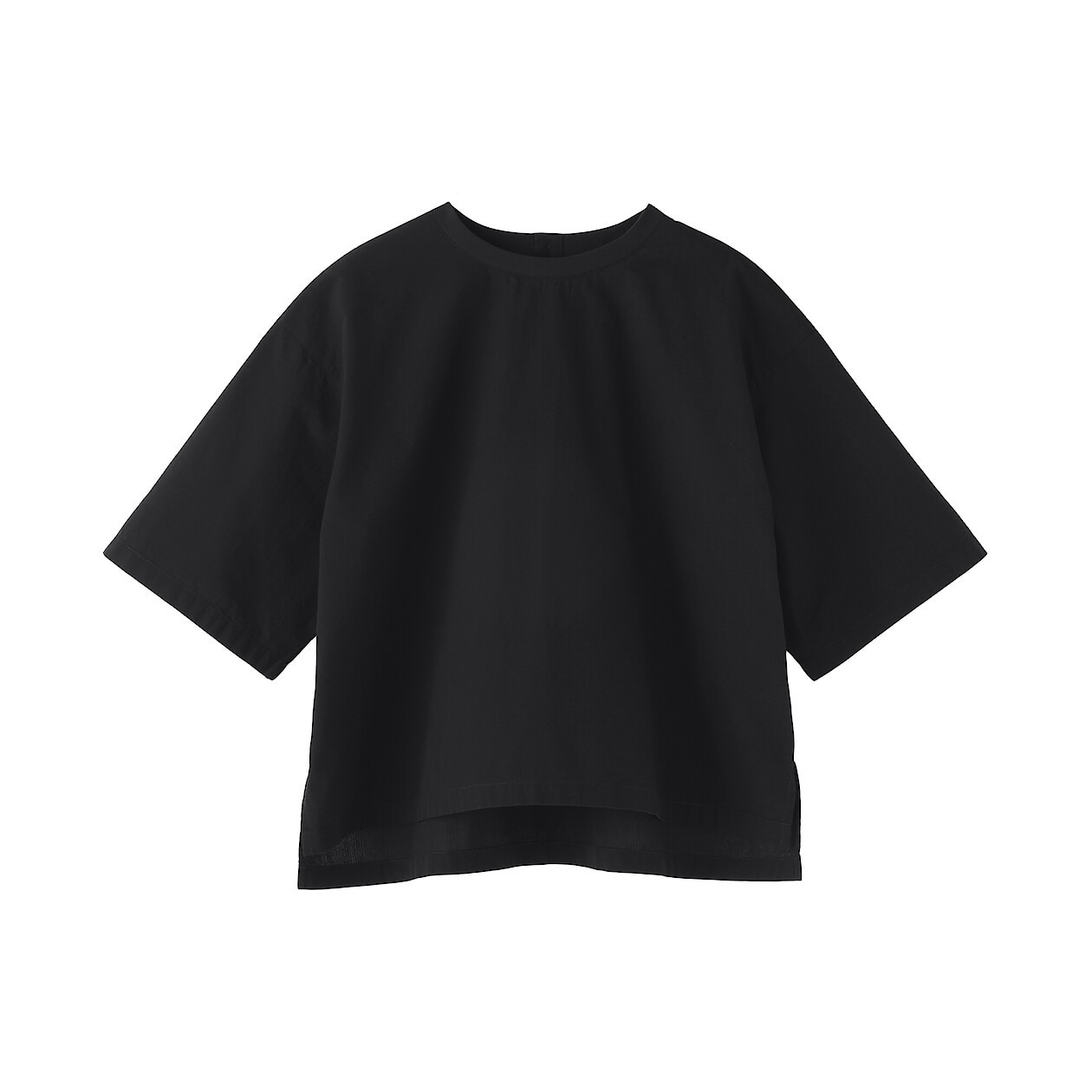 Women's Organic Cotton Cool Touch Cropped Woven T-shirt | MUJI
