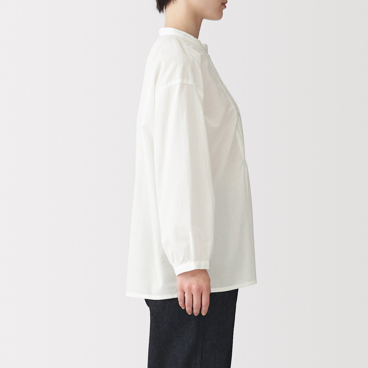 Women's Organic Cotton Voile Pintuck Long Sleeve Blouse | MUJI